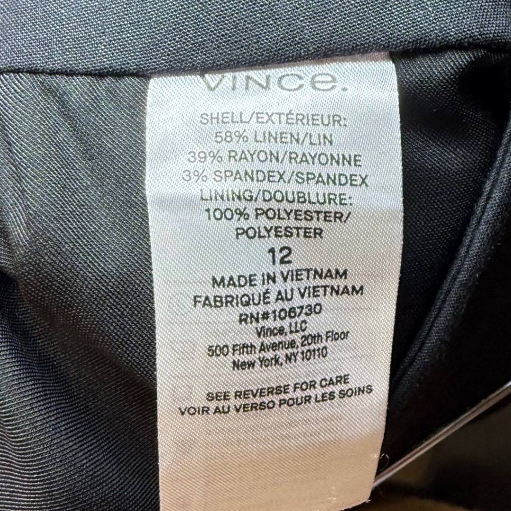 Vince Black Pleated Linen Blend Shorts High Rise Side Zip Size 12 V756221199 - Picture 9 of 10